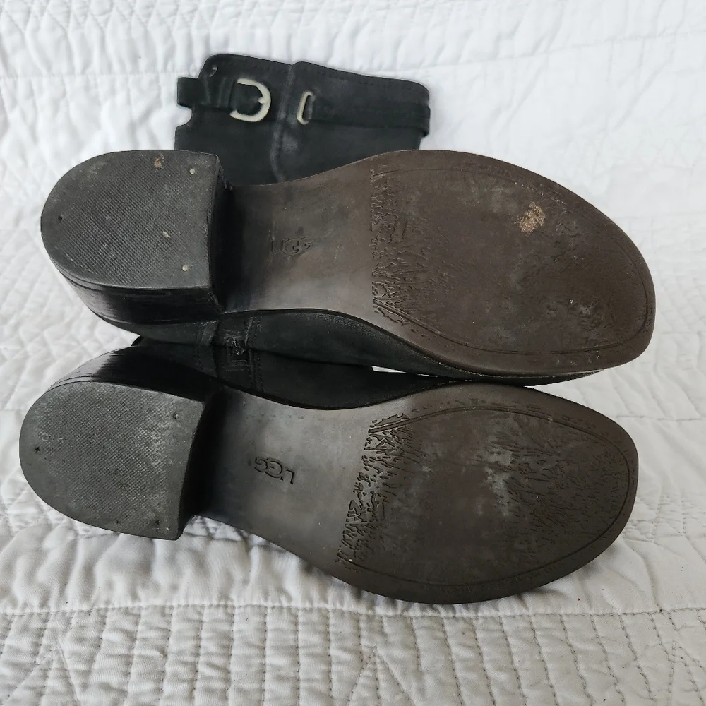 UGG Darcy Tall Leather Boots Black – Broken Zipper – AS IS
